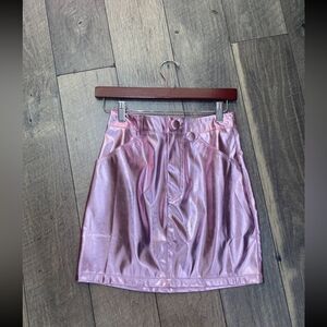 Kiwi  baby pink skirt in leather effect New